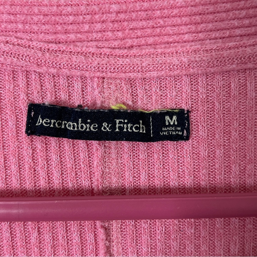 Abercrombie & Fitch Cropped Drop Shoulder Button Pink Cardigan Women’s Medium - Picture 5 of 10